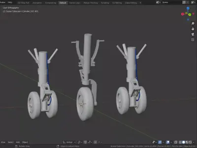 King Air b200 Landing Gear Set Low-poly 3D model