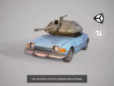 Car Armored Low-Poly Stylized Game-Ready Pack