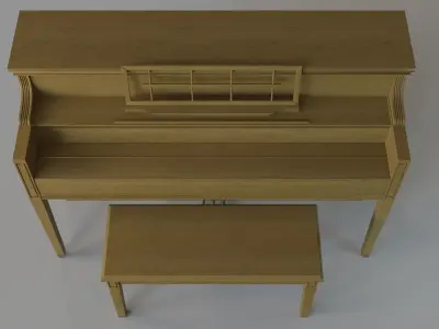 Vintage Oak Piano 3D model