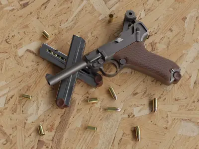 Luger P08  Low-poly 3D model