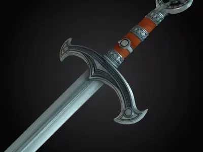 Medieval Sword 3D model 12