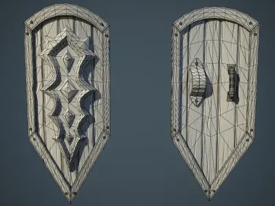 Stylized Fantasy Weapons - Shields Low-poly 3D model