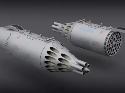 UB-32A launcher unguided missile rockets  gameready models Low-poly 3D model