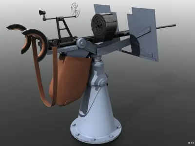 Oerlikon 20mm anti-aircraft gun Free low-poly 3D model