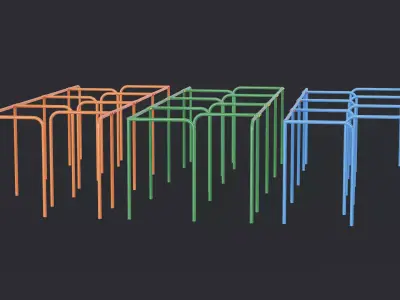 Labyrinth Outdoor Calisthenics Rig Green Blue Orange 3D Model Pack