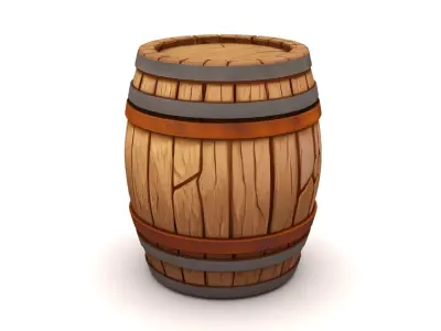 Stylized Broken Wooden Barrel Low-poly 3D model