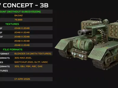 UGV Concept-3B-Forest-Dirty Low-poly 3D model