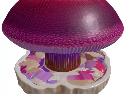 Intricate Purple Mushroom Plant 3D model