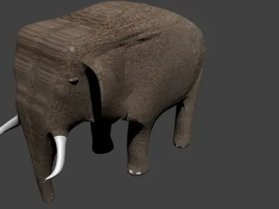 Elephant low poly with tusks Low-poly 3D model