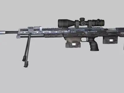 Sniper Denel 3NTW-20 Low-Poly 3D Model Low-poly 3D model