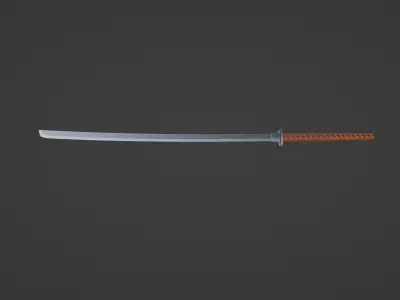 Long silver katana 3D model