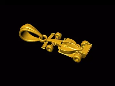 Formula Racing Car Jewelry Pendant Necklace 3D print model