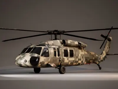 Helicopter UH-60 Blackhawk Low-poly 3D model