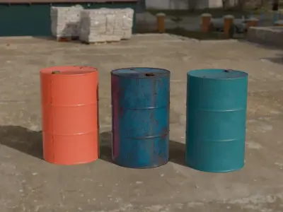 Metal Barrels Low-poly 3D model buy