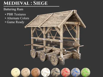 Medieval Siege Engine Battering Ram Low-poly 3D model
