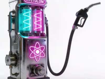 Atompunk Neon Fuel Pump Low-poly 3D model