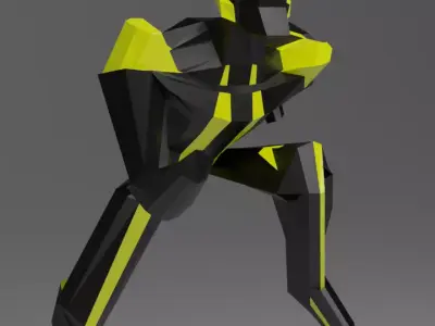 Low Poly Robot with Armature and Animations Low-poly 3D model