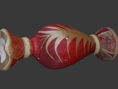 Antique Hand-Painted Red Ceramic Vase 3D Scan Low-poly 3D model
