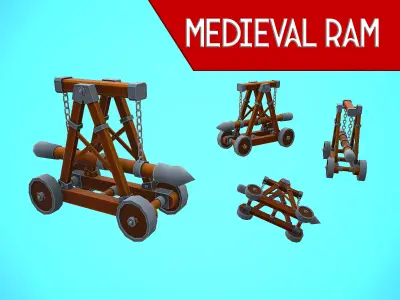 MEDIEVAL RAM CARTOON STYLIZED Low-poly 3D model