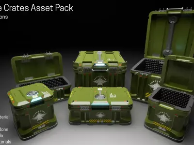 Military Storage Crates Asset Pack Low-poly 3D model