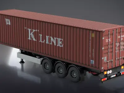 Semi-Trailer Container Low-poly 3D model