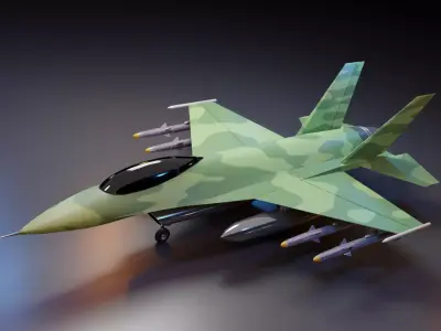 F - 16 Fighter Jet Low-poly 3D model