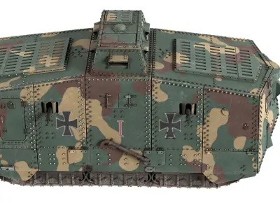 A7V Sturmpanzerwagen Heavy Tank Low-poly 3D model