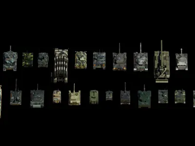 Low Poly War Vehicles PACK Low-poly 3D model