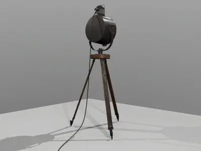Antique Industrial Spotlight Low-poly 3D model