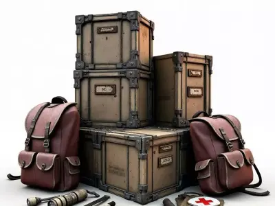 Military Surplus Survival Kit 3D Model Props Bundle Low-poly 3D model