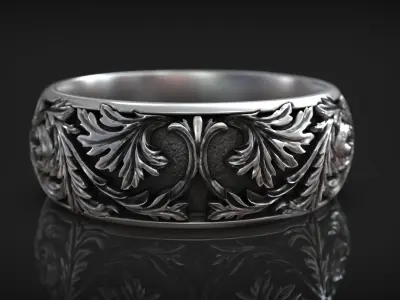 Vintage Ornament Gothic Style Comfort Wedding Band 3D print model