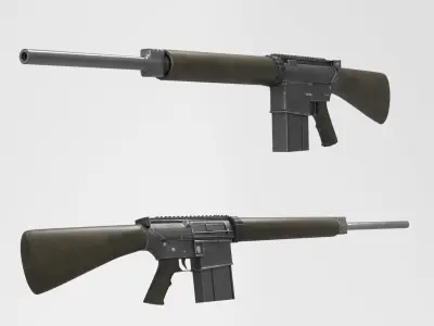Armalite AR10 Low-poly 3D model