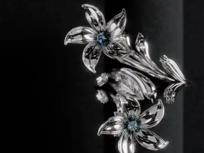gold  and platinum jewelry floral design Low-poly 3D model