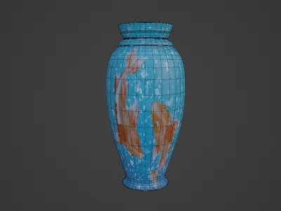 Stylized vase with a unique texture Game ready Low-poly 3D model Low-poly 3D model