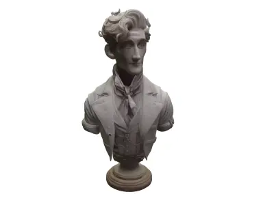 Victorian Gentleman Scholar Bust Classical Stylized Portrait 3D model