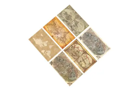 Old World Maps Set 3D model