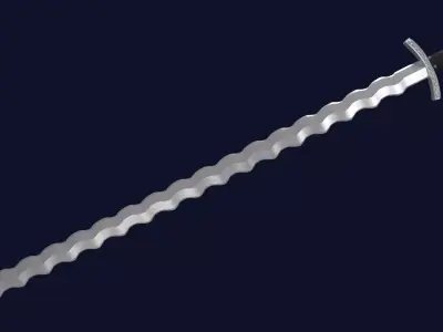 Flamberge sword with Caroling handle Low-poly 3D model