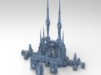 Ancient Mars Temple 3 versions 3D model