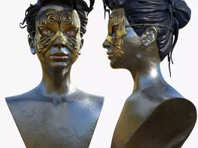 Statue of a lady on a horse 3D model