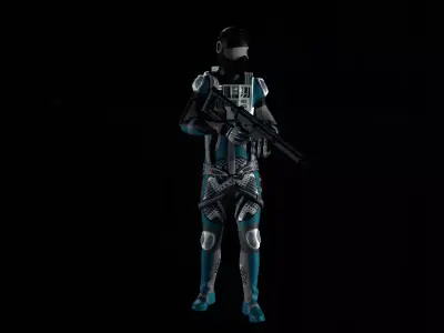 Robot Soldier - Assault Soldier Low-poly 3D model 11