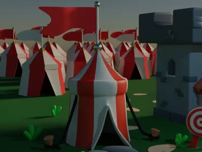 War Camp Scene Low-poly 3D model