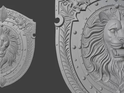 Medieval Knight Fantasy Shield Armor  x3 Textures Low-poly 3D model