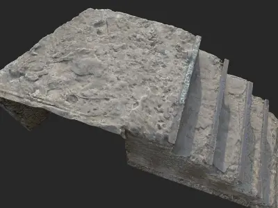 Concrete staircase Low-poly 3D model