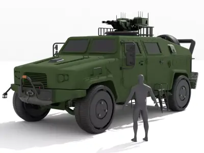 Military Armored Humvee MRAP Vehicle Game Ready 3D Model Blender Low-poly 3D model