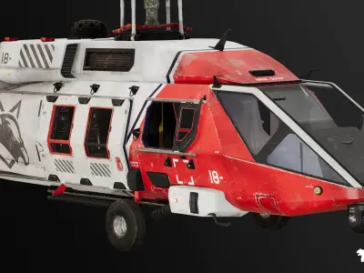 Military Helicopter - Rigged and BP Controllable with skins Low-poly 3D model