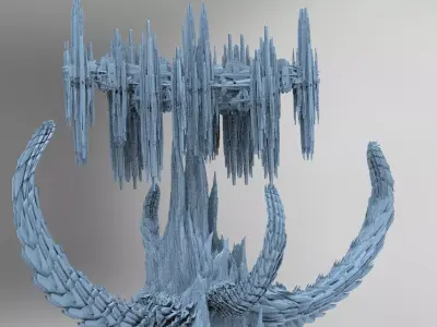 Sci fi Alien Dragon Bone Spine cliffs city 3 3D model