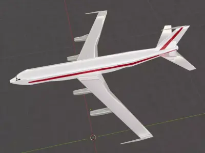 Fictional Quad Engine 1950s Jetliner 707-320 Inspired Low-poly 3D model