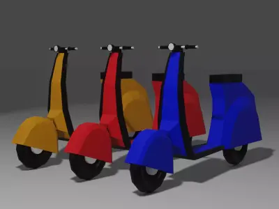 Scooter LowPoly three colorful scooters Low-poly 3D model