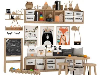 toys and furniture set Low-poly 3D model 5