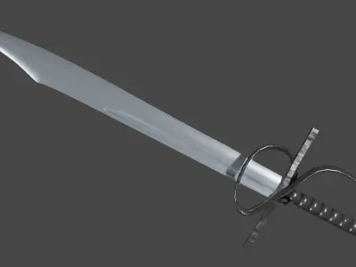 Falchion sword with Flamberge handle Low-poly 3D model